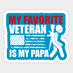 My Favorite Veteran Is My papa American US Flag Sticker